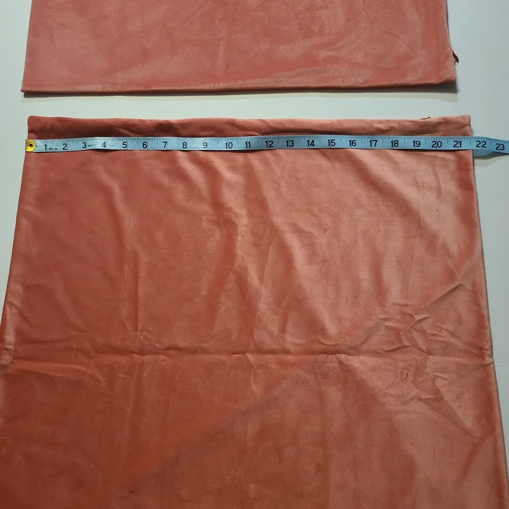 2 Square Coral Velvet Pillow Covers 21 1/2 Inch X 21 1/2 Inch NWOT - Picture 2 of 5